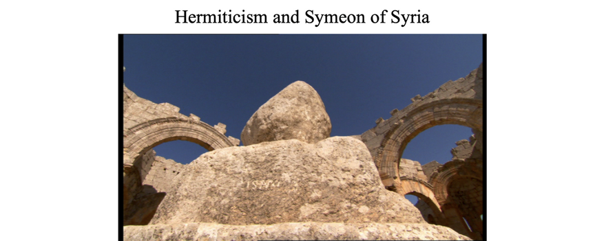Among Eastern Christians, holy men went further in their pursuit of monasticism and contemplation.  In his search for isolation, away from the temptations of the world, St Symeon of Syria sat on a pillar as high as he could make it in order to reach the heavens and be in communion with God.  It has since been whittled down from the touch of the pilgrims. Today, only a stump remains.