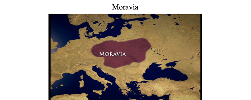 Great Moravia (now located in the Czech Republic) and its neighbours had their own languages but in the 9th Century had no system of writing until Cyril and Methodius invented one for them. Named after St Cyril, the Cyrillic Script is now used in Russia, the Balkans, and in some 50 other Slavic languages.